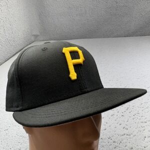 Pittsburgh Pirates New Era Hat Mens 7 1/8 Black Yellow Fitted 59FIFTY MLB Cap